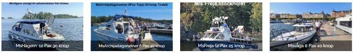 ⭐MsHägern 12 Pax⭐MsArchipelagrunner 6 Pax⭐MsFreja 12 pax⭐MsVåga 8 pax⭐